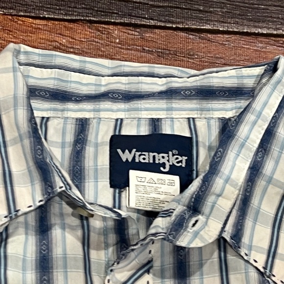 Wrangler Vintage Rancher Pearl Snap Rockabilly Western Cowboy Button Down Shirt - Picture 6 of 7